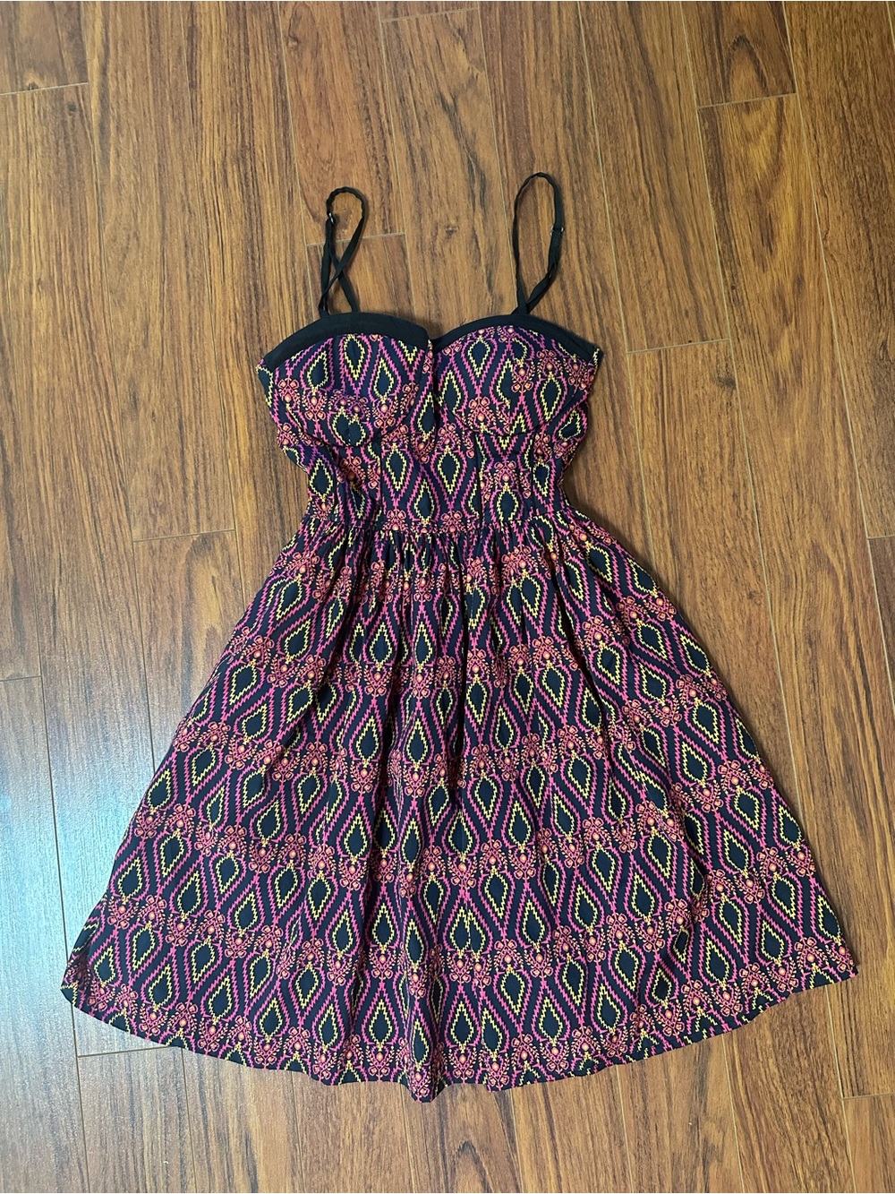 American Rag Strapless Pink and Black Patterned Dress